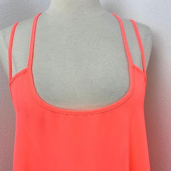 Rue 21 Neon Orange Semi-Sheer Tank Top XL Strapy Bow Whimsy Fairy Boho Layer Y2K - Picture 2 of 8